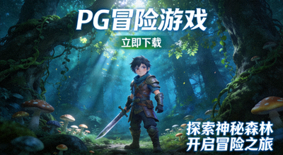 PG冒险游戏下载展示图，奇幻森林场景与主角形象